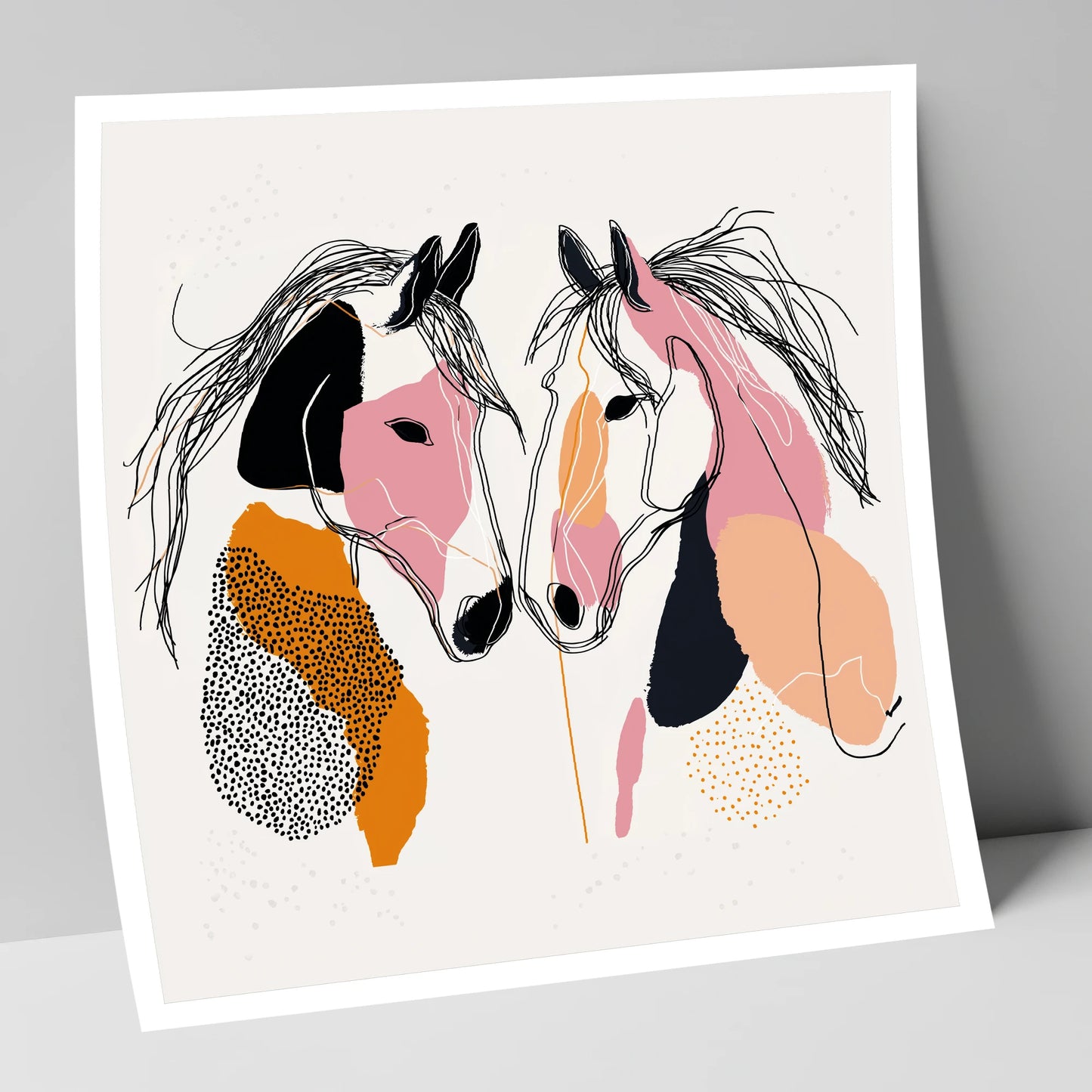 Contemporary Equine Connection horse portrait art print