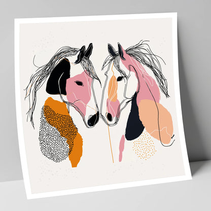 Contemporary Equine Connection horse portrait art print