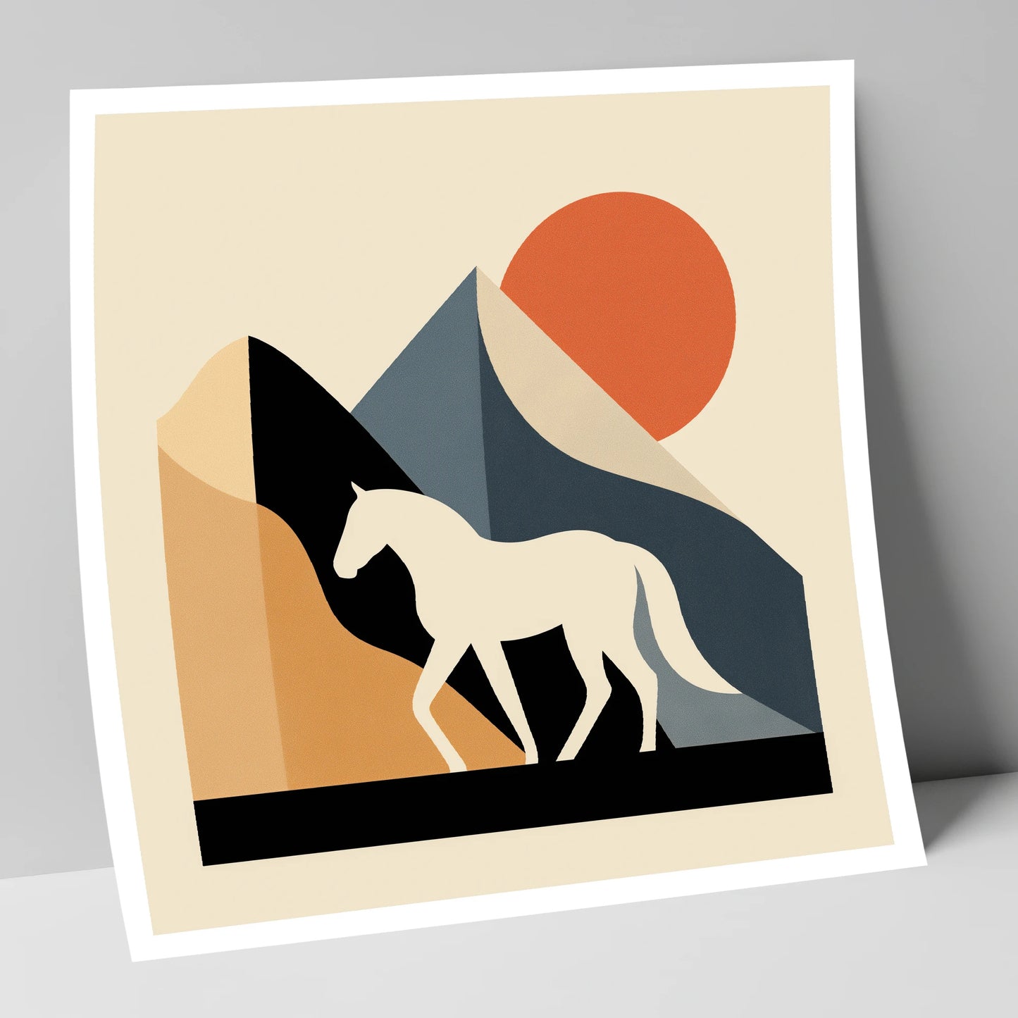 Abstract Equine Sunrise horse landscape art print