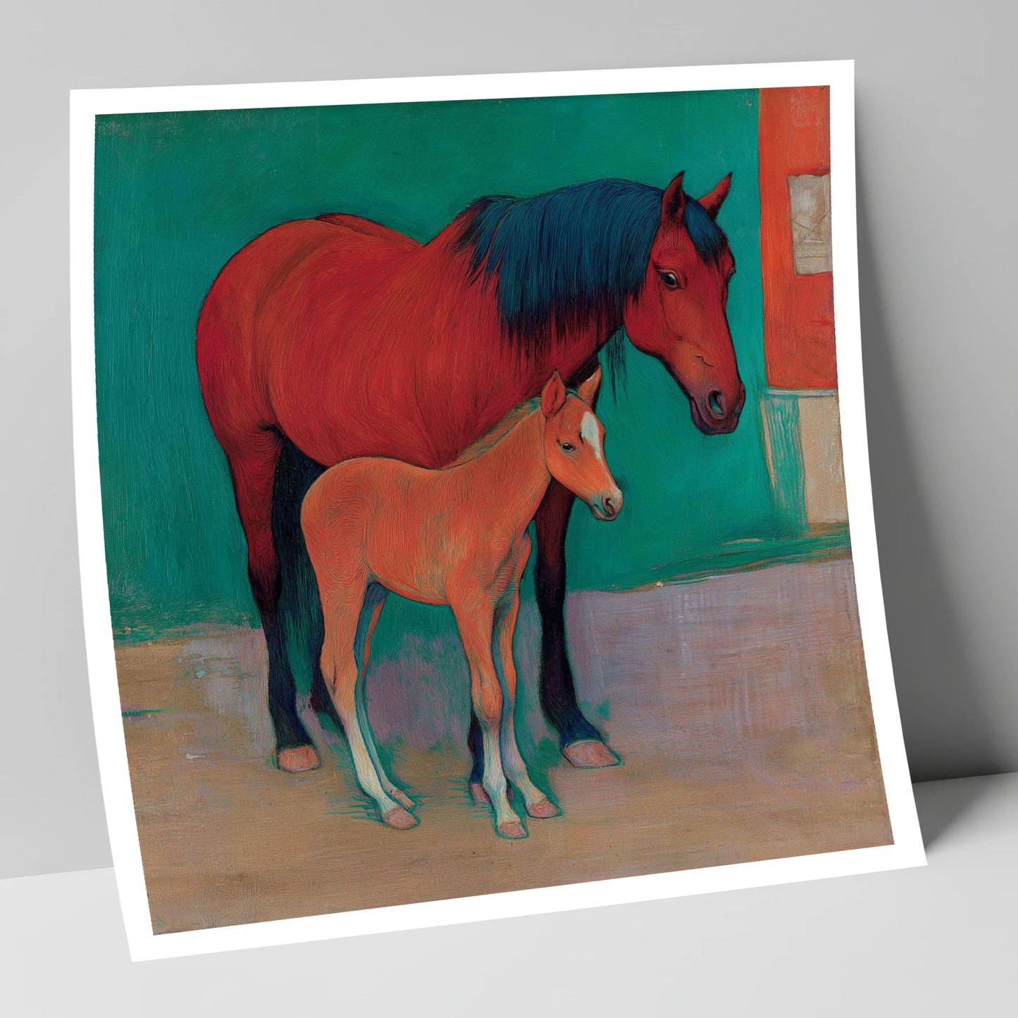 Crimson Mare and Foal mare & foal art print