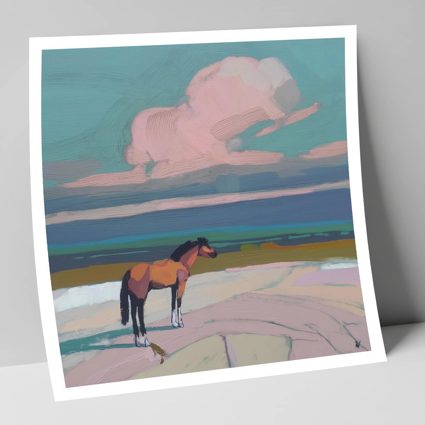 Rose Cloud Horizon horse landscape art print