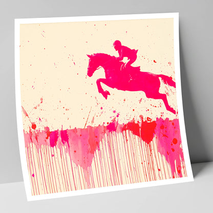 Magenta Flight show jumping horse art print