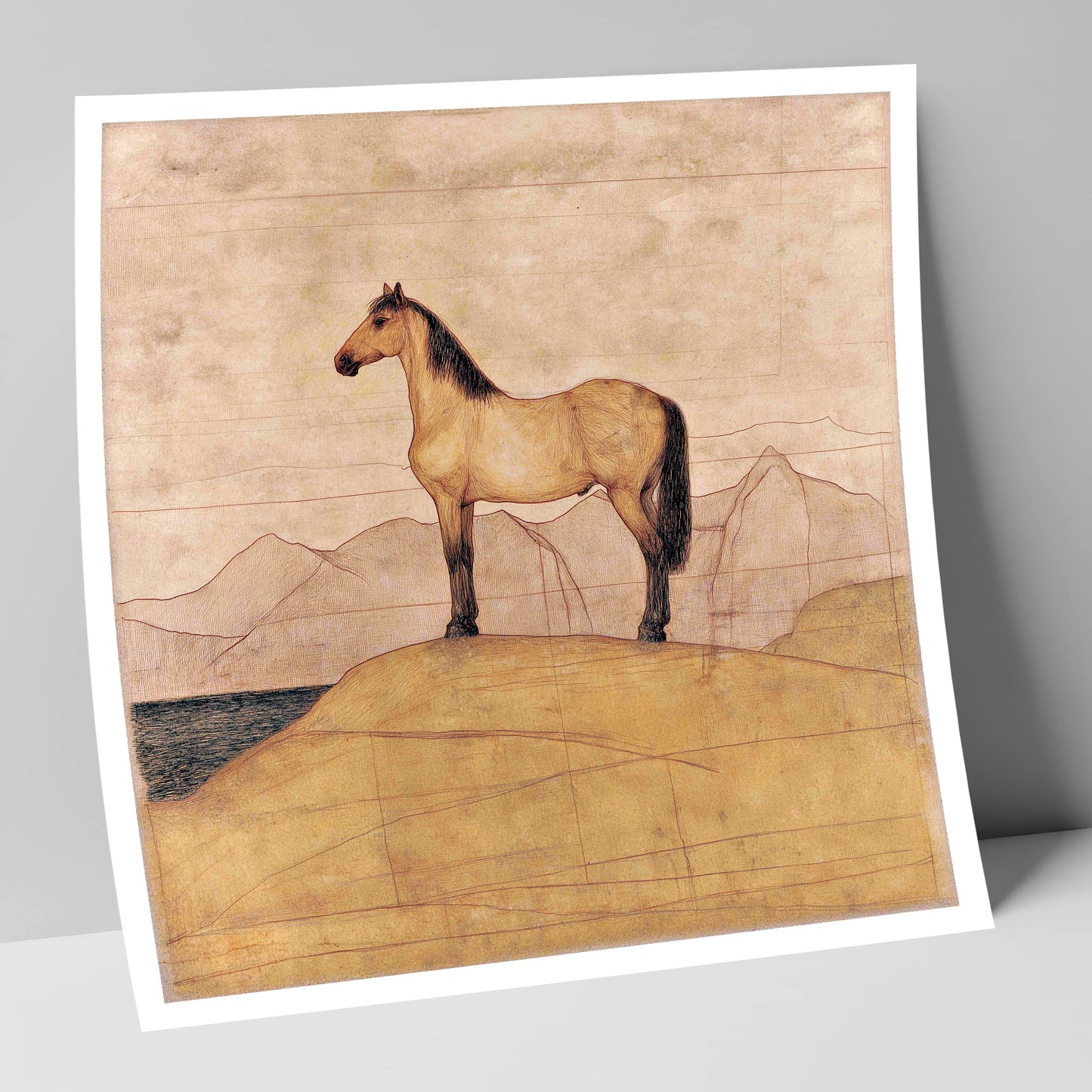 Golden Ridge Study horse landscape art print