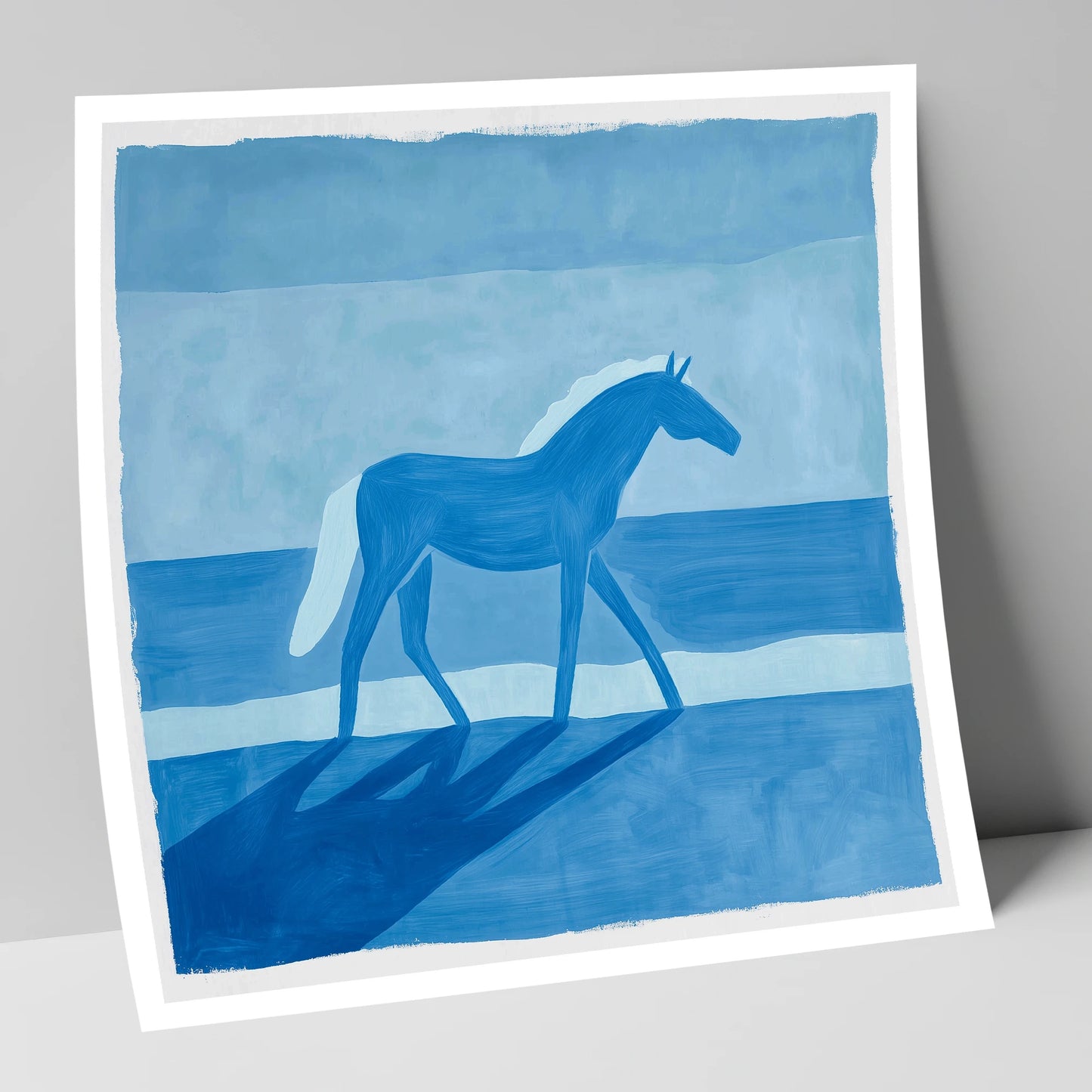 Cobalt Coastal Strides horse landscape art print