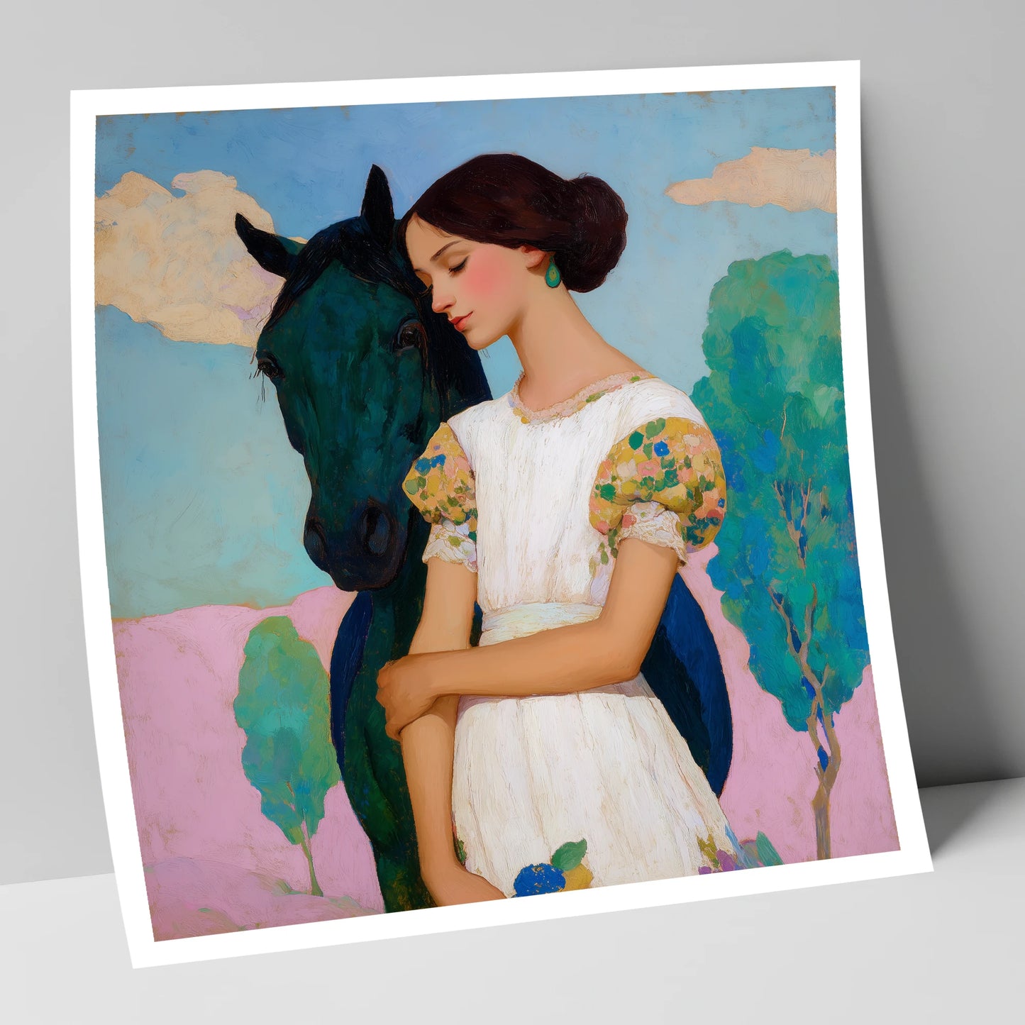 Quiet Colourful Bond horse & rider art print