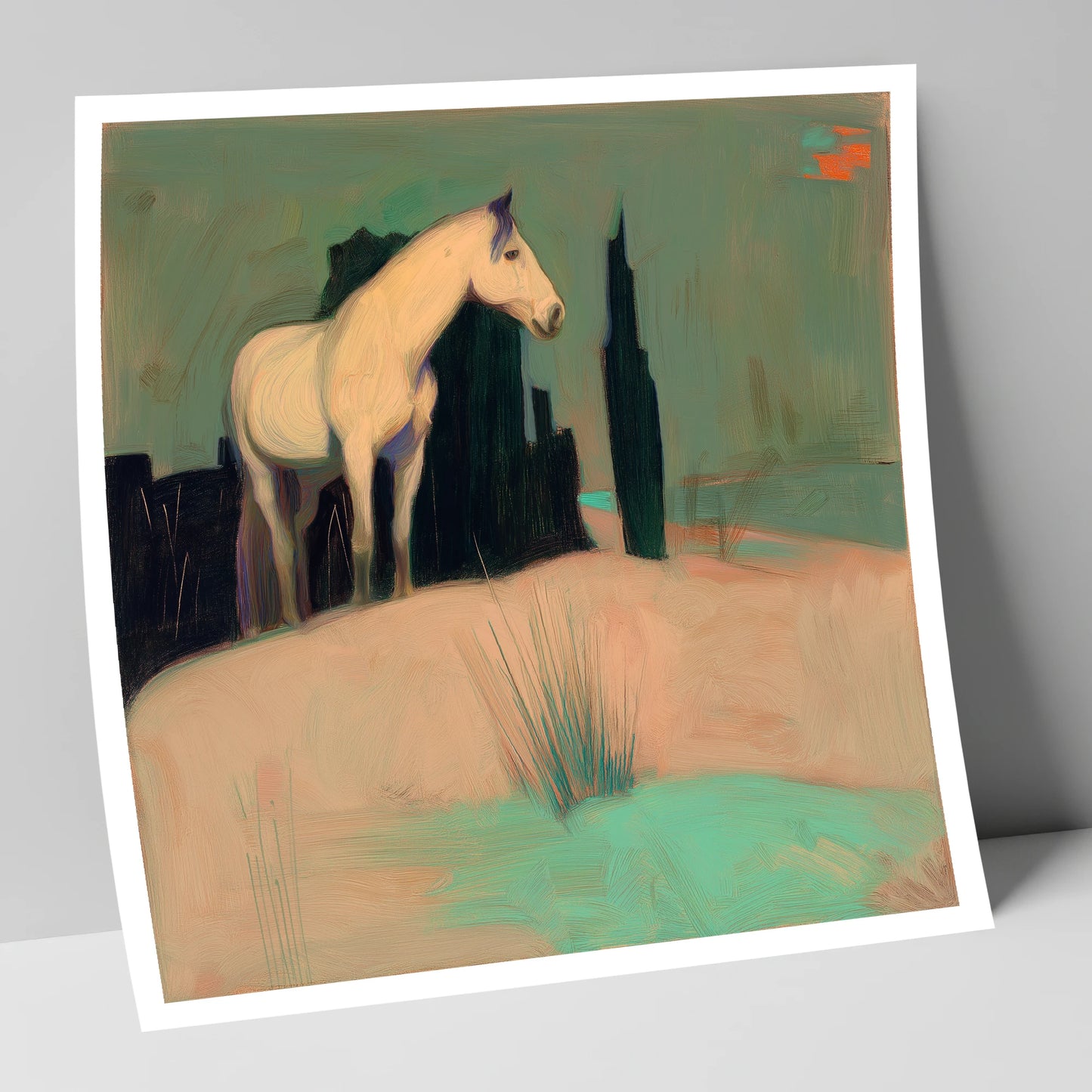 Dusk in the Cypress Grove horse landscape art print
