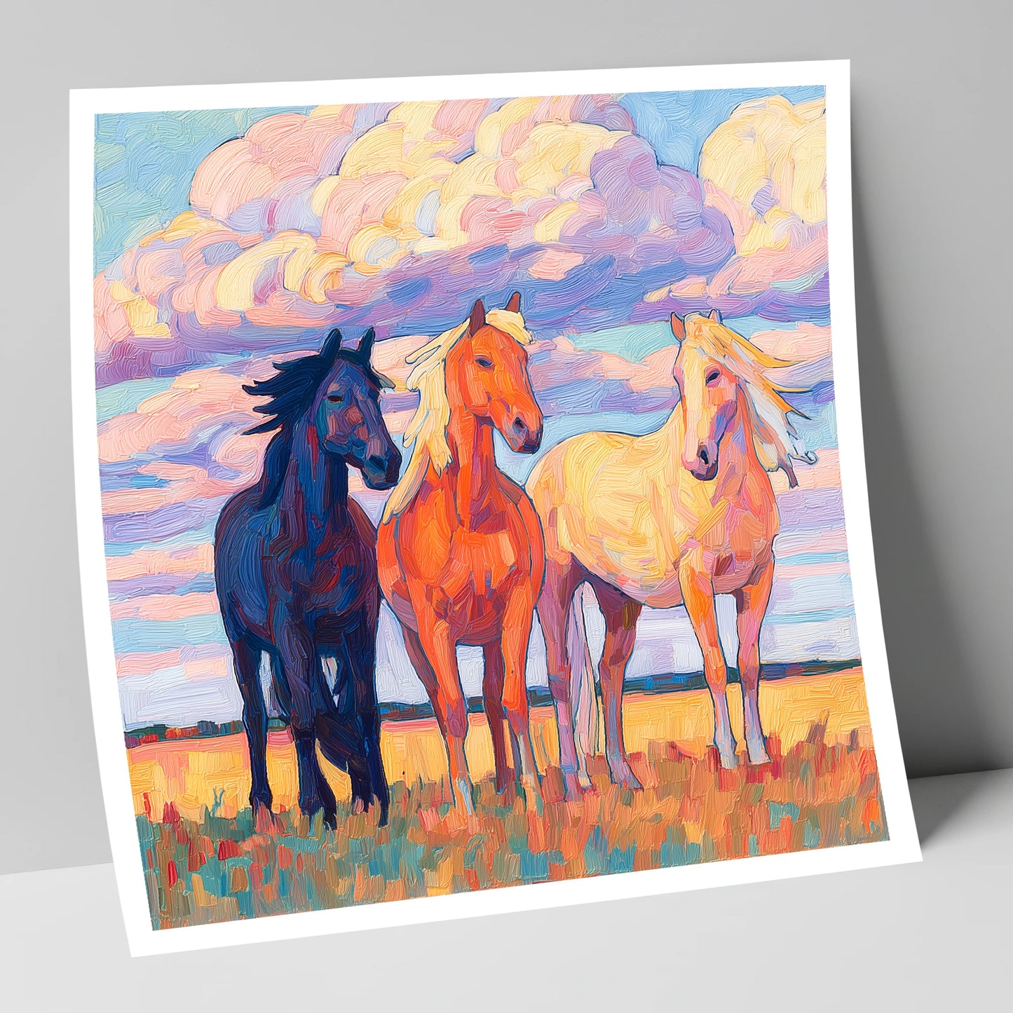 Three Under Painted Skies horse landscape art print