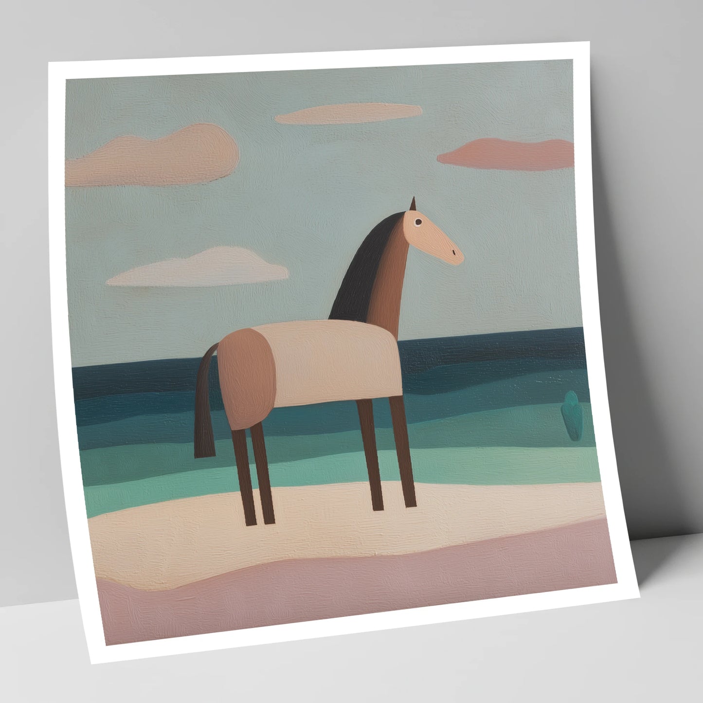 Tranquil Coastal Horizons horse landscape art print