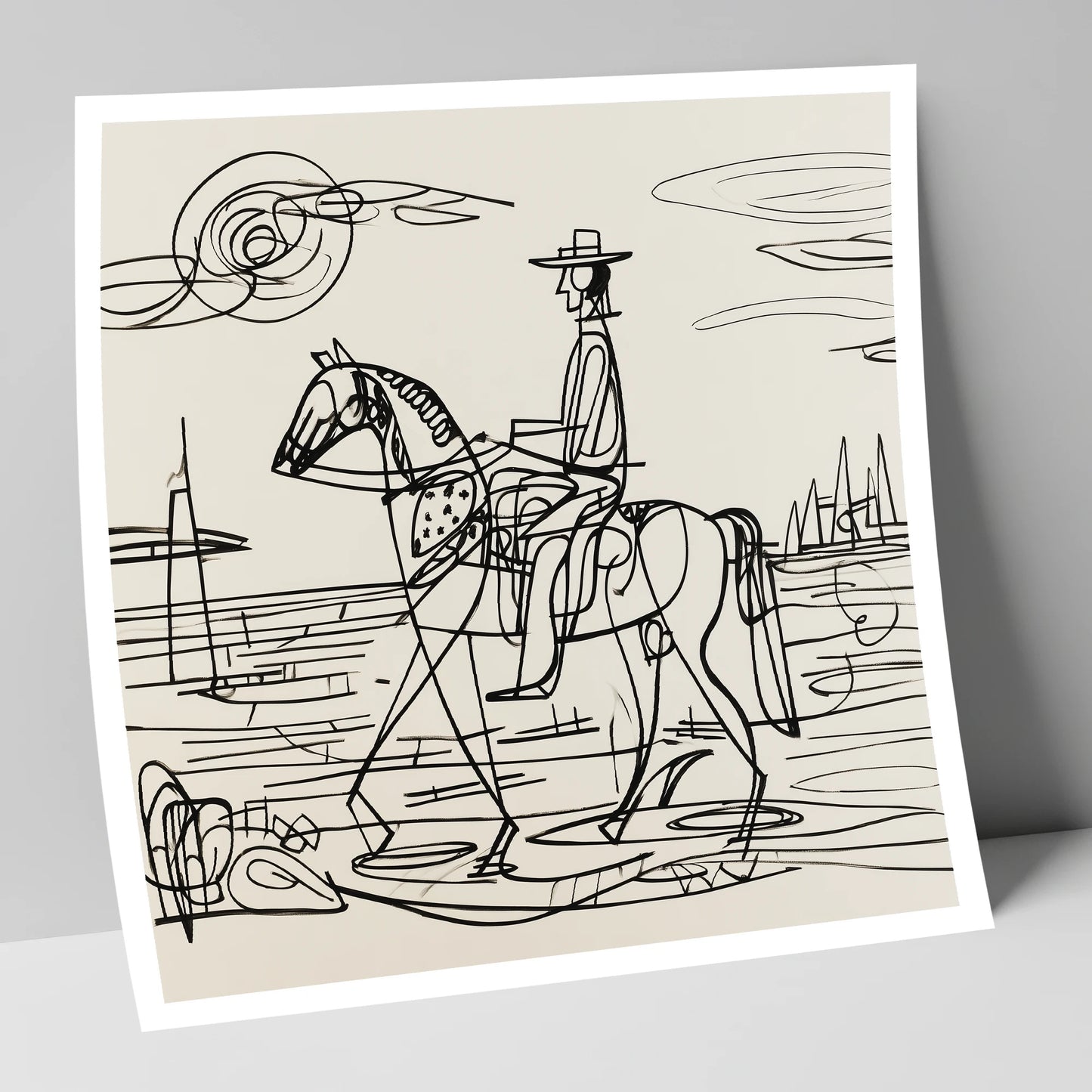 Abstract Coastal Ride beach horse art print