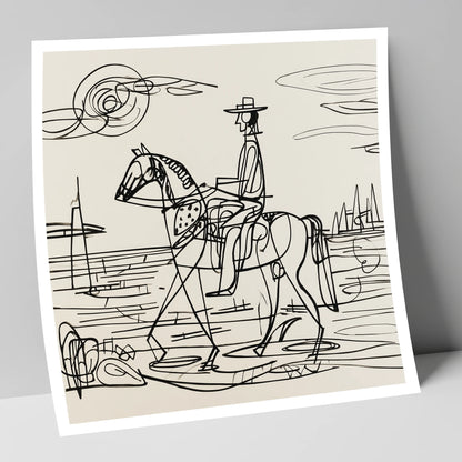 Abstract Coastal Ride beach horse art print