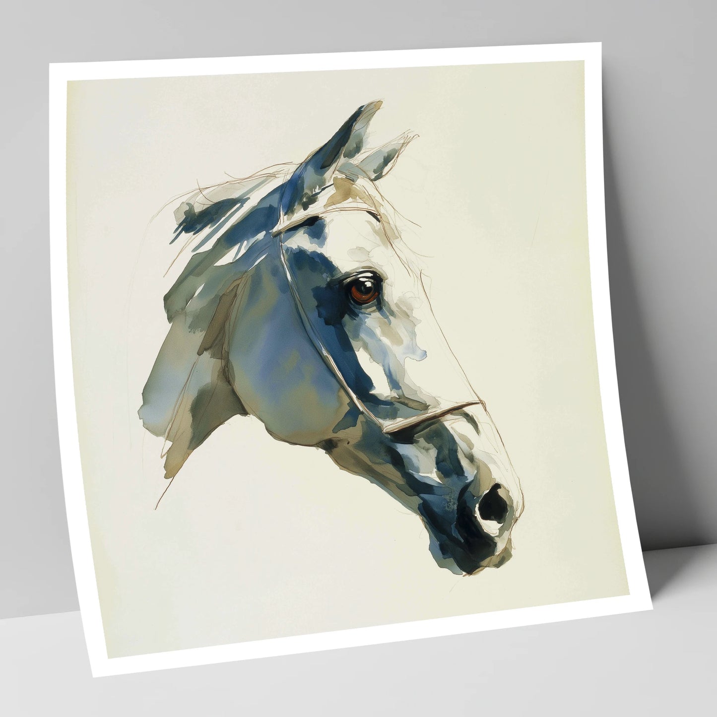 Sapphire Gaze in Indigo horse portrait art print