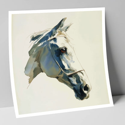 Sapphire Gaze in Indigo horse portrait art print