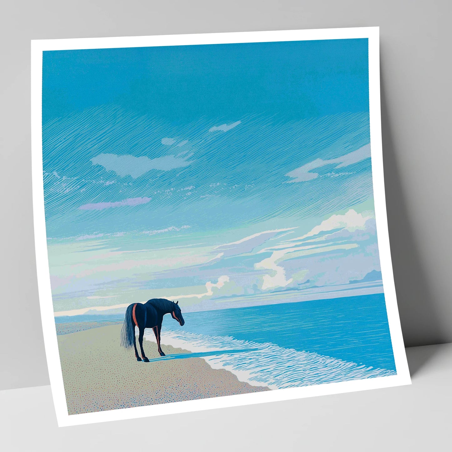 Solitude by the Sea horse landscape art print