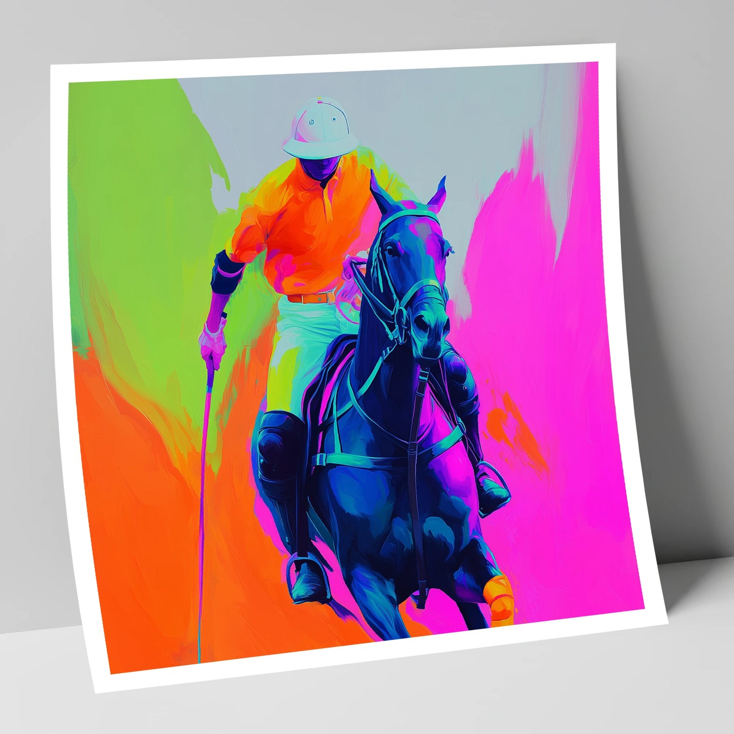 Neon Chukka polo horse art print