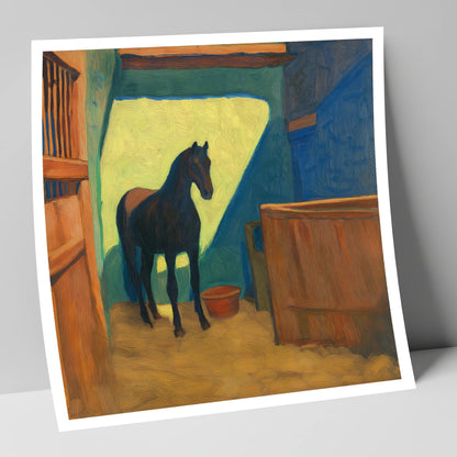 The Sunlit Stall horse stable art print