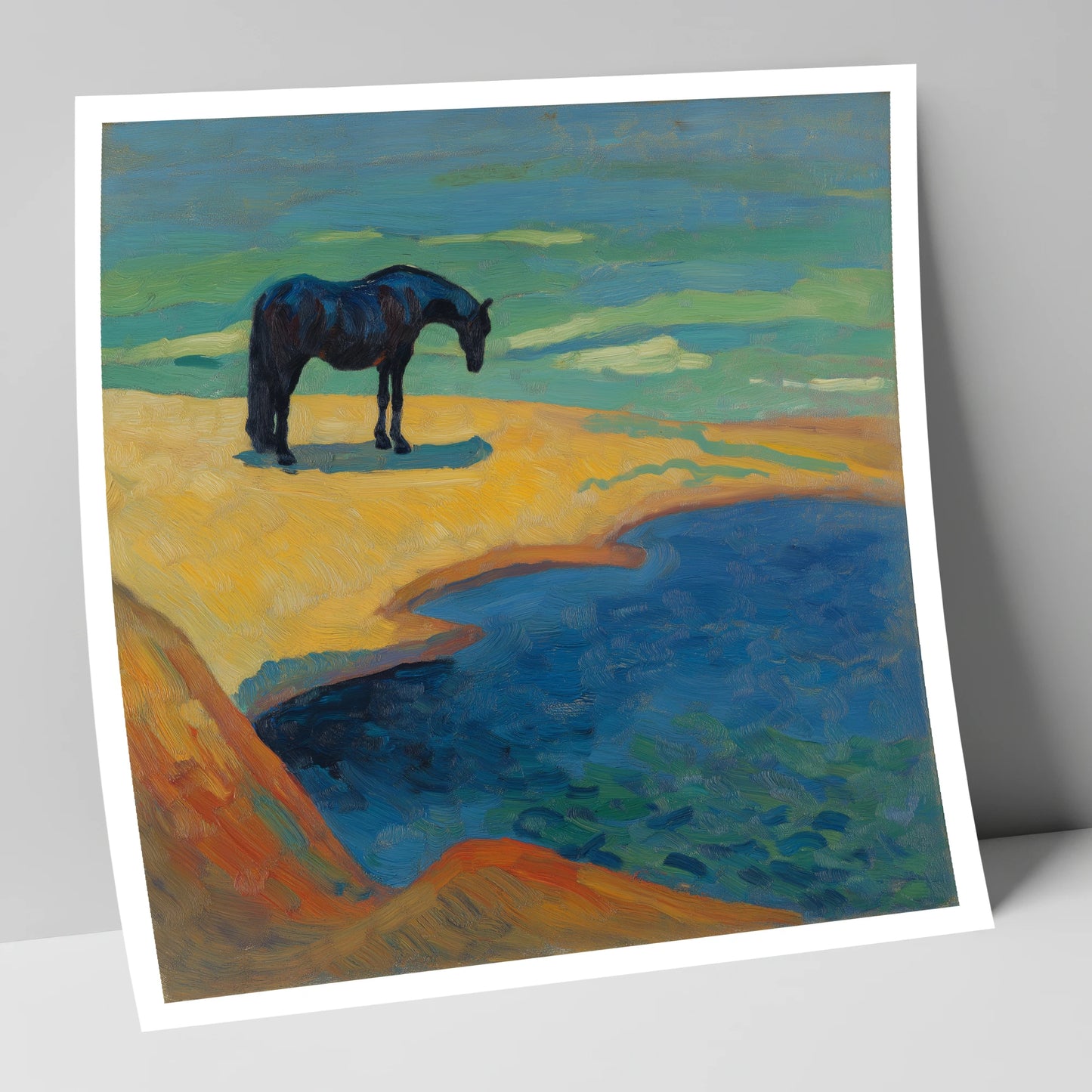 Vibrant Coastal Solitude horse landscape art print