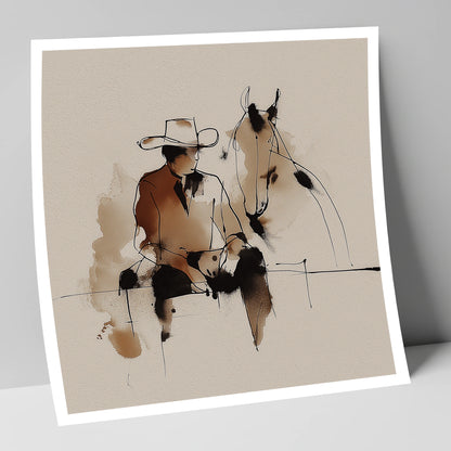 The Cowboy's Rest western horse art print