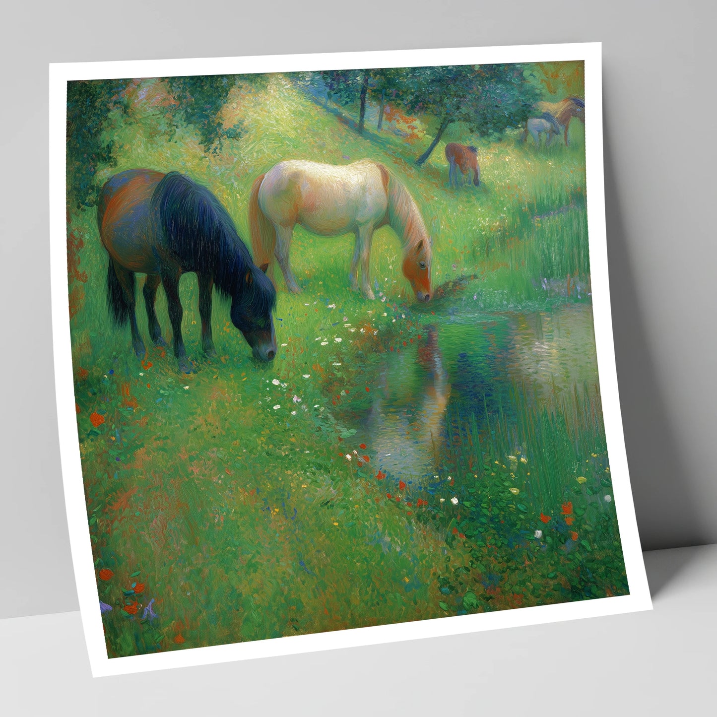 Tranquil Water Meadow horse landscape art print
