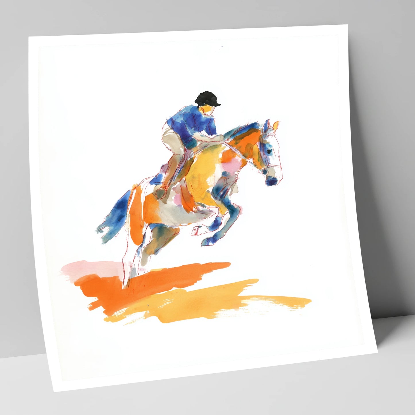 Vibrant Flight show jumping horse art print