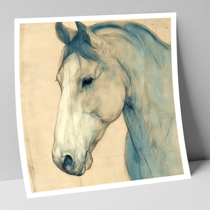 Parchment Profile Study horse portrait art print