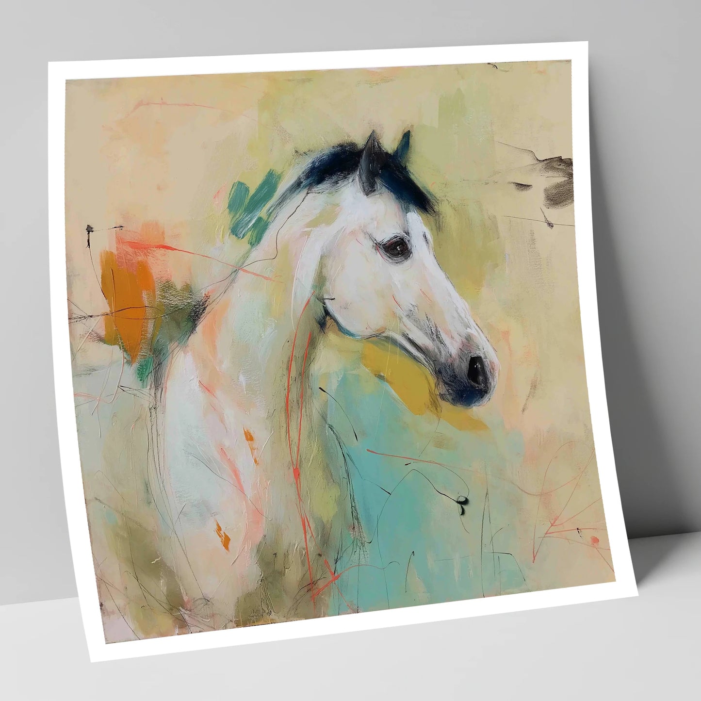 Gestural Grey Portrait horse portrait art print