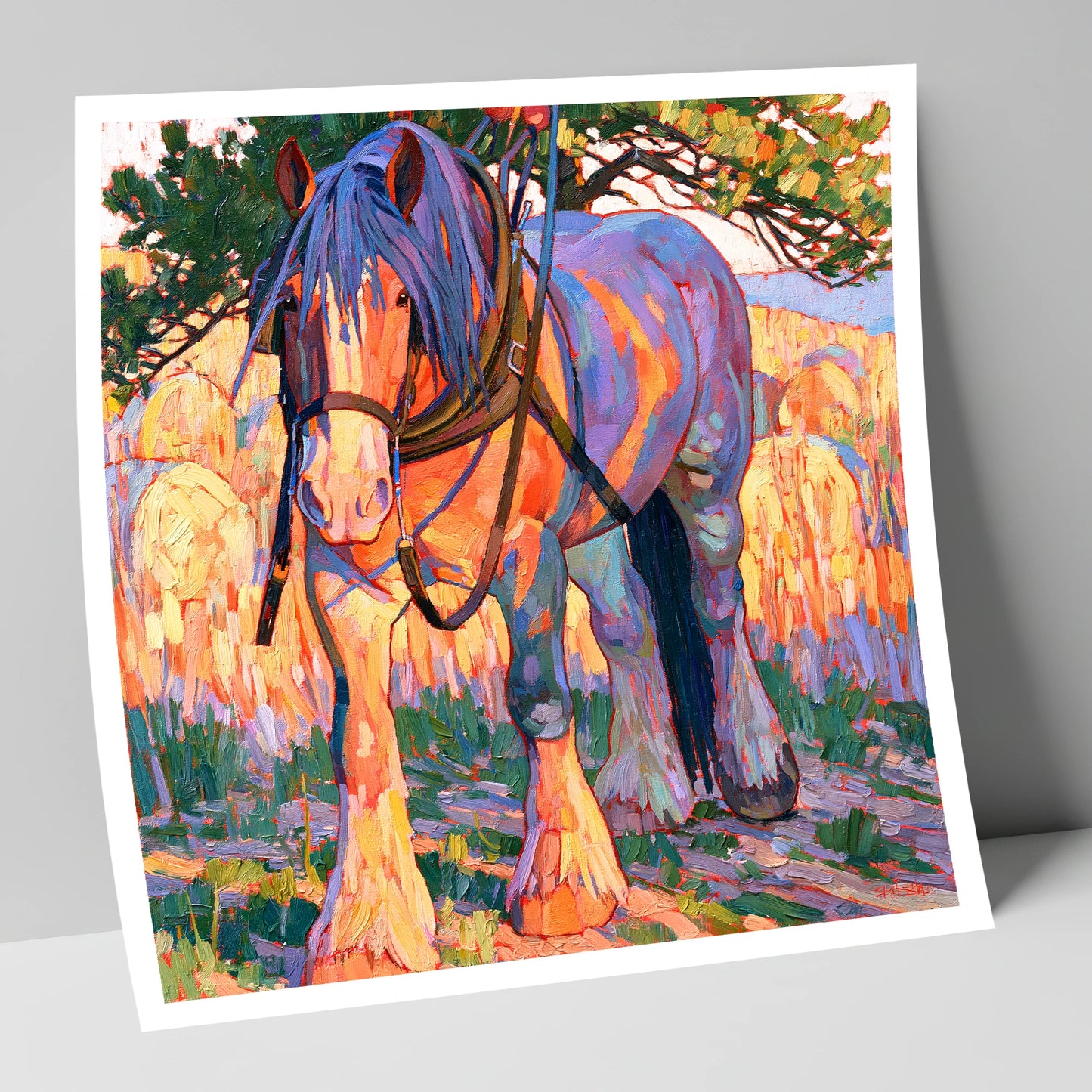 Colourful Heavy Horse In Harness horse breed art print