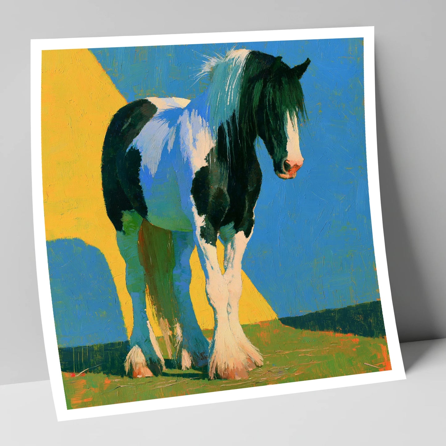 Piebald Cob in Bright Colours horse breed art print