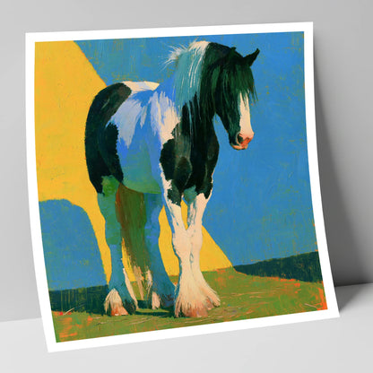 Piebald Cob in Bright Colours horse breed art print