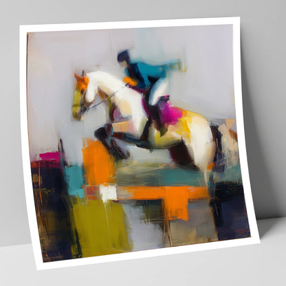 Vibrant Ascent show jumping horse art print