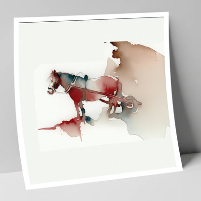 Crimson Draught in Harness working horse art print