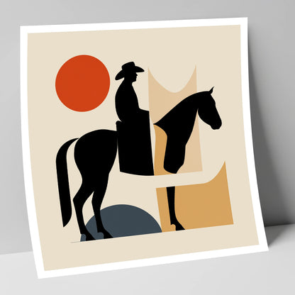 Abstract Western Silhouette western horse art print