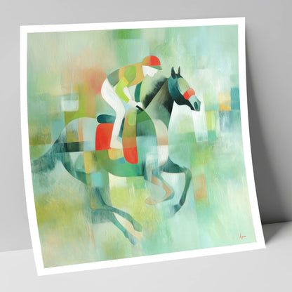 Abstract Turf Stride racing horse art print
