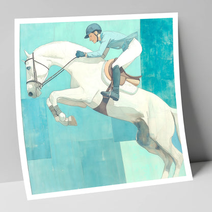 Aquamarine Flight show jumping horse art print