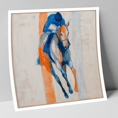 Velocity in Blue racing horse art print