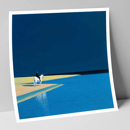 Edge of the Azure beach horse art print