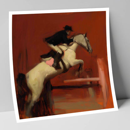 The Crimson Leap show jumping horse art print