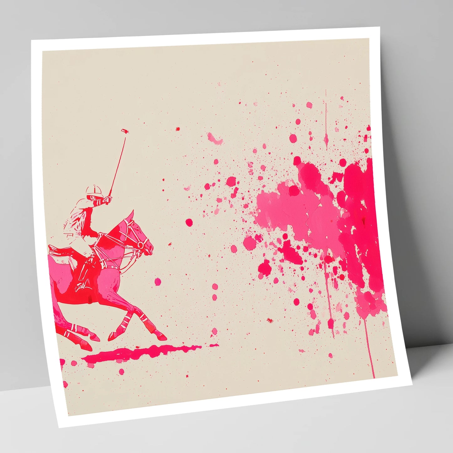 Magenta Polo Strike polo horse art print