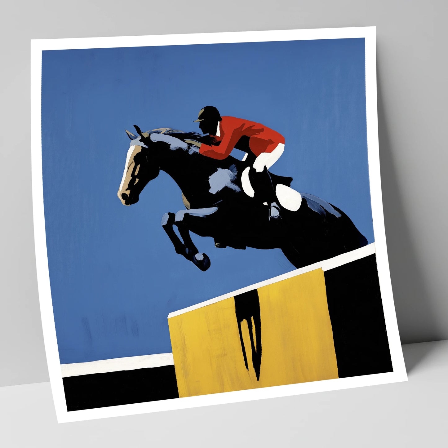 Suspended in Blue show jumping horse art print