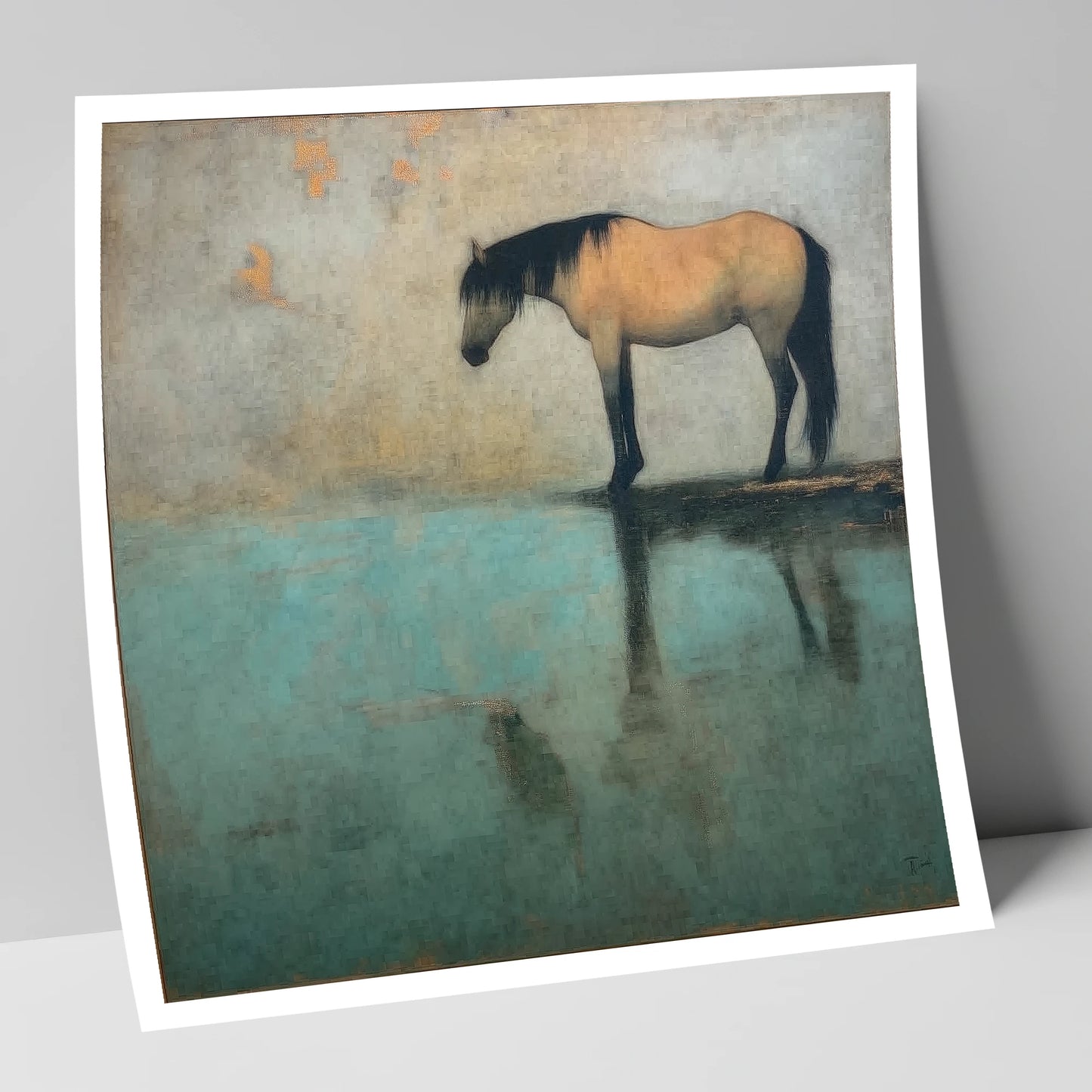 Tranquil Waters Reflection horse landscape art print