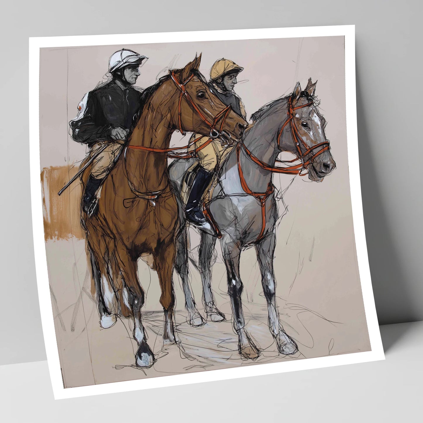 Waiting for the Off racing horse art print