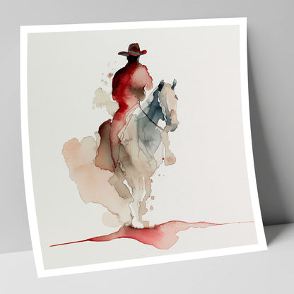 Crimson Trail Rider western horse art print