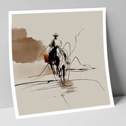 The Lone Rider western horse art print