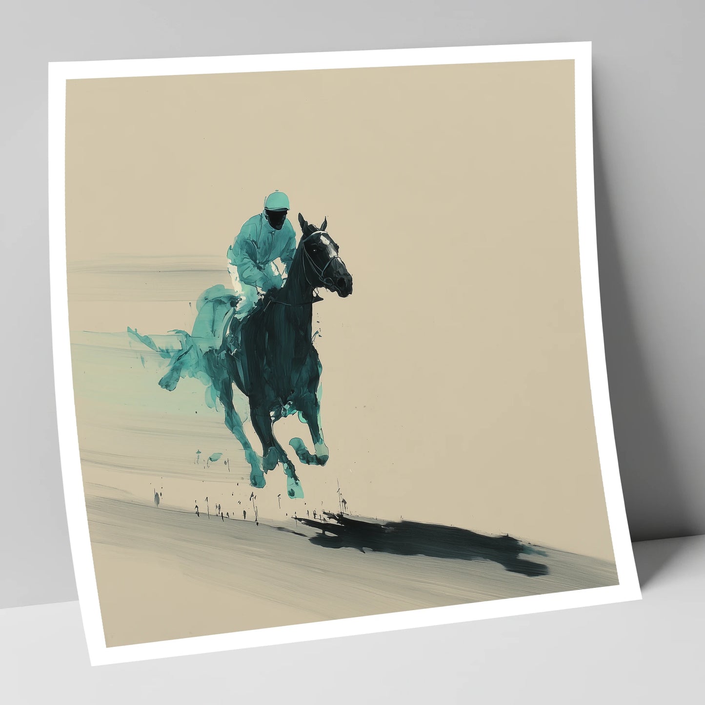 Velocity in Teal racing horse art print