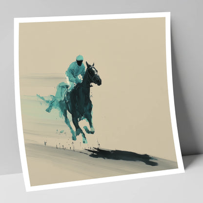 Velocity in Teal racing horse art print