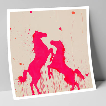 Magenta Equine Dance wild horses art print