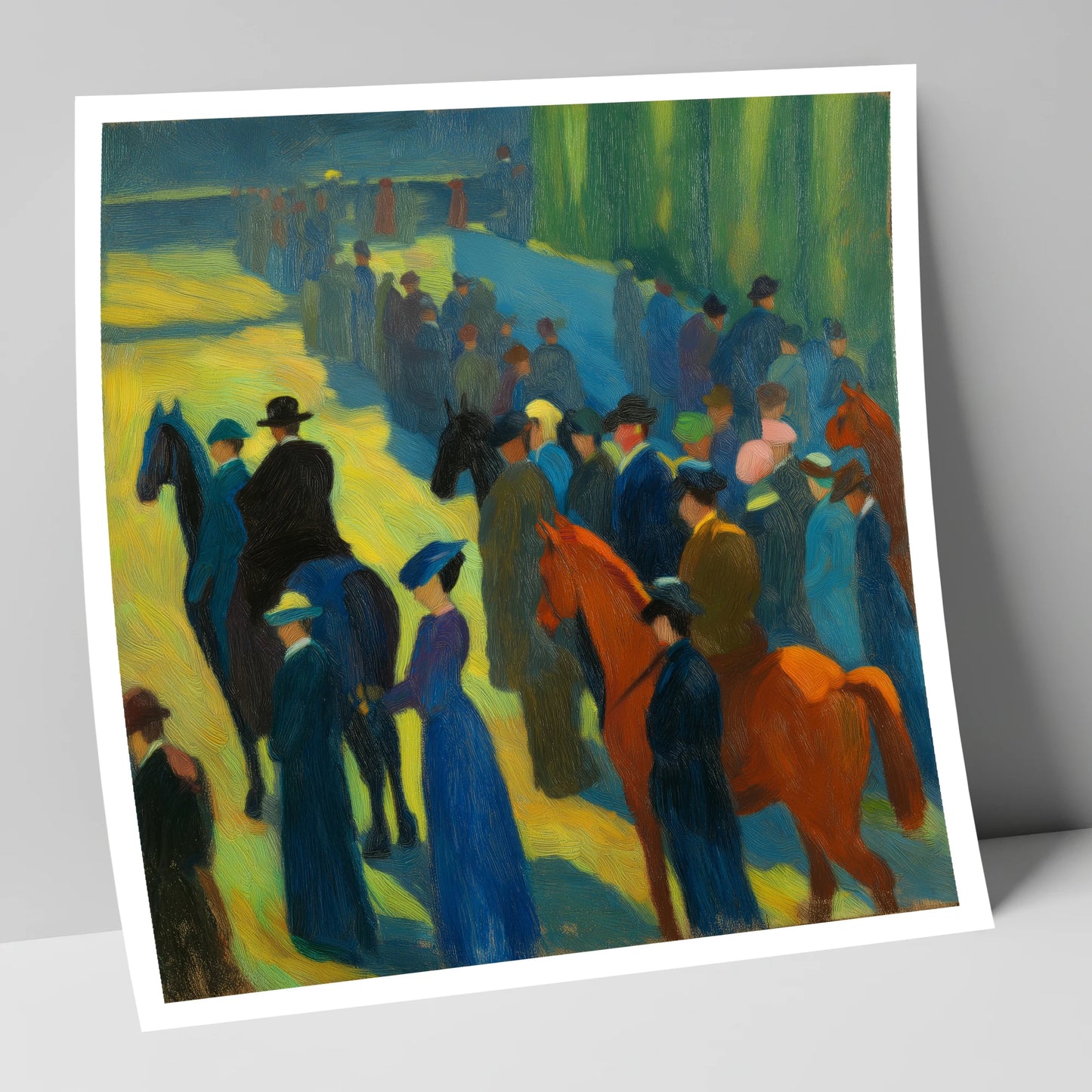 Paddock Gathering racing horse art print