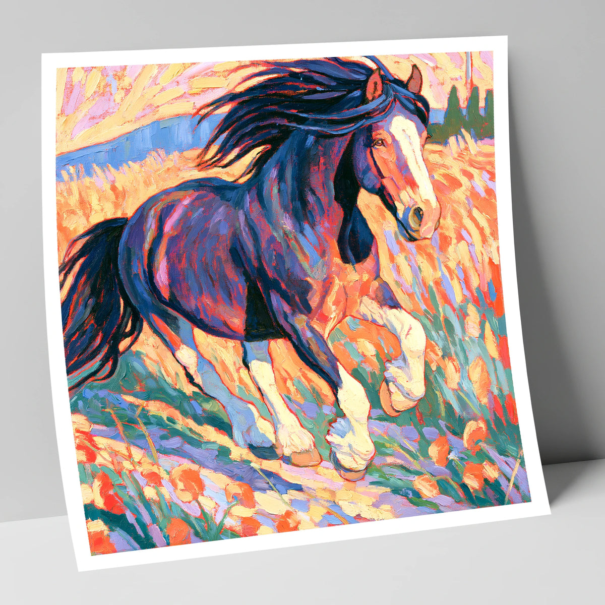 Colourful Cantering Heavy Horse horse breed art print