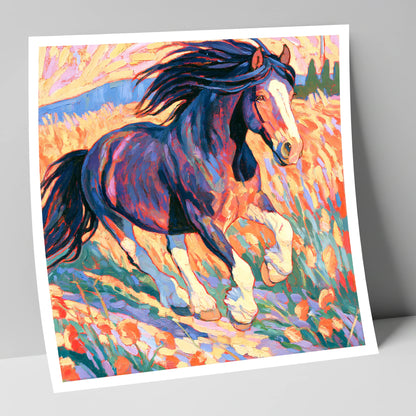 Colourful Cantering Heavy Horse horse breed art print