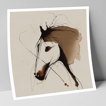 Fluid Sepia Equine Profile horse portrait art print