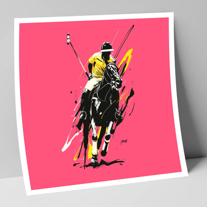 Velocity in Magenta polo horse art print